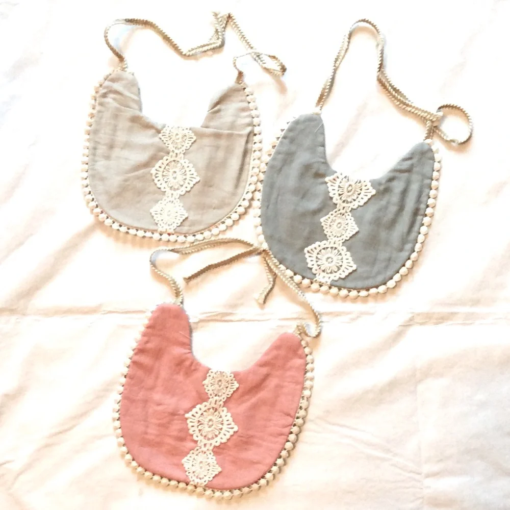 NWOT Linen Baby Bibs - Picture 3 of 3